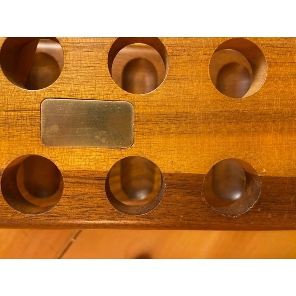 Decatur Industries Genuine Walnut 24 Pipe Rack Stand Vintage DECO Wood Display